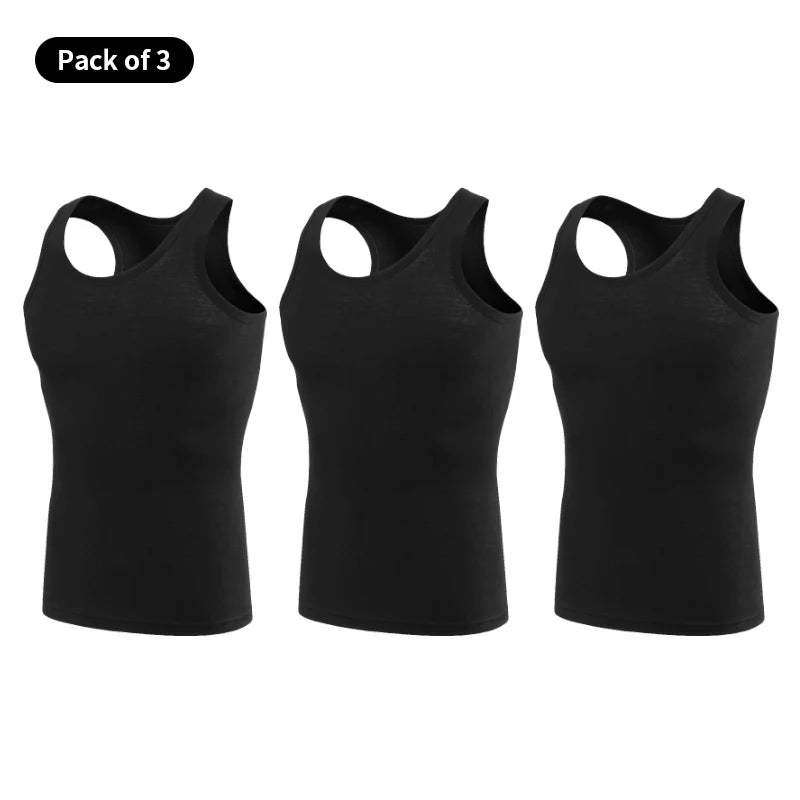 Chaleco de talla grande de Color sólido para las cuatro estaciones para hombre, Top cómodo de algodón puro para deportes juveniles y Fitness, Base para mediana edad, 1/3 piezas