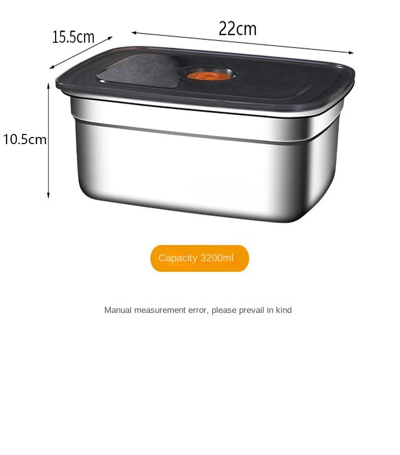 Crisper de acero inoxidable 304, fiambrera, fiambrera sellada a prueba de fugas, caja de almacenamiento para refrigerador y congelador, fiambrera para acampar