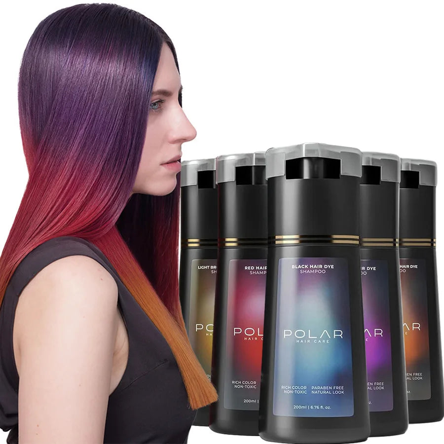 Champú para teñir el cabello para cabello gris para mujeres y hombres, Kit de tinte para el cabello Natural, champú semipermanente para teñir el cabello, negro, marrón, morado, 200ml