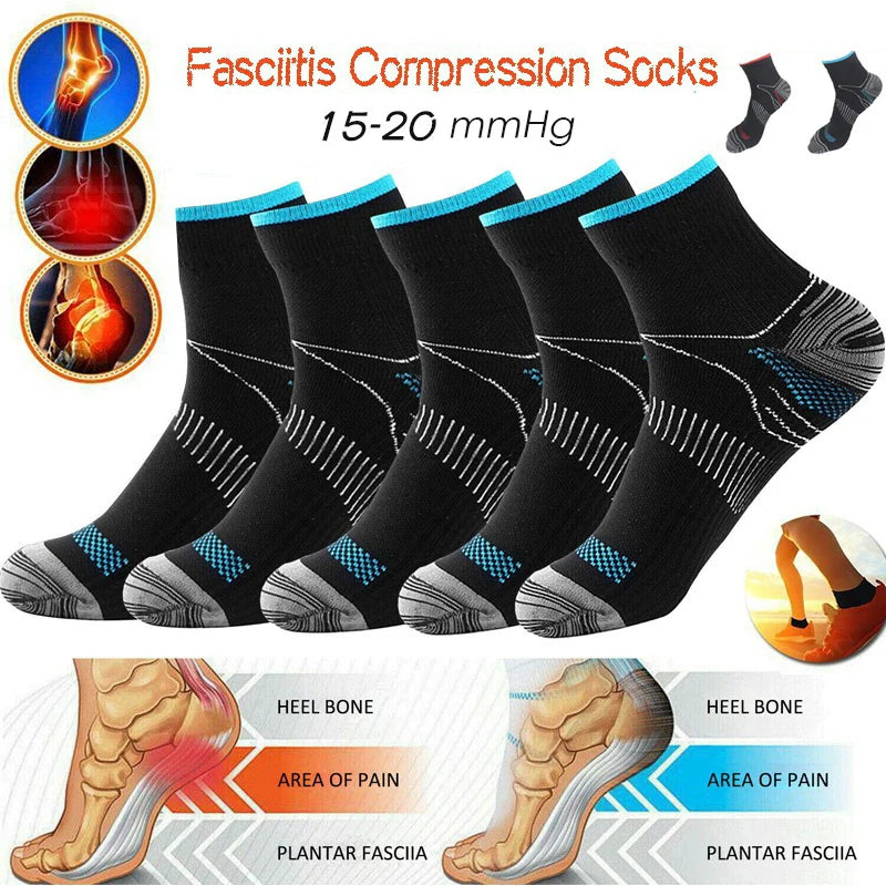 1 par de calcetines para fascitis plantar con soporte para el arco para hombres y mujeres, los mejores calcetines de compresión para el tobillo para aliviar el dolor en el pie y el talón,