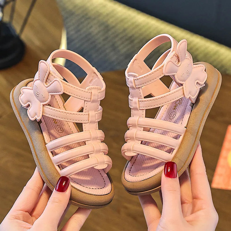 Sandalias de verano para niñas de 1 a 10 años, zapatos bonitos y versátiles de princesa a la moda para estudiantes, Sandalias planas, calzado informal