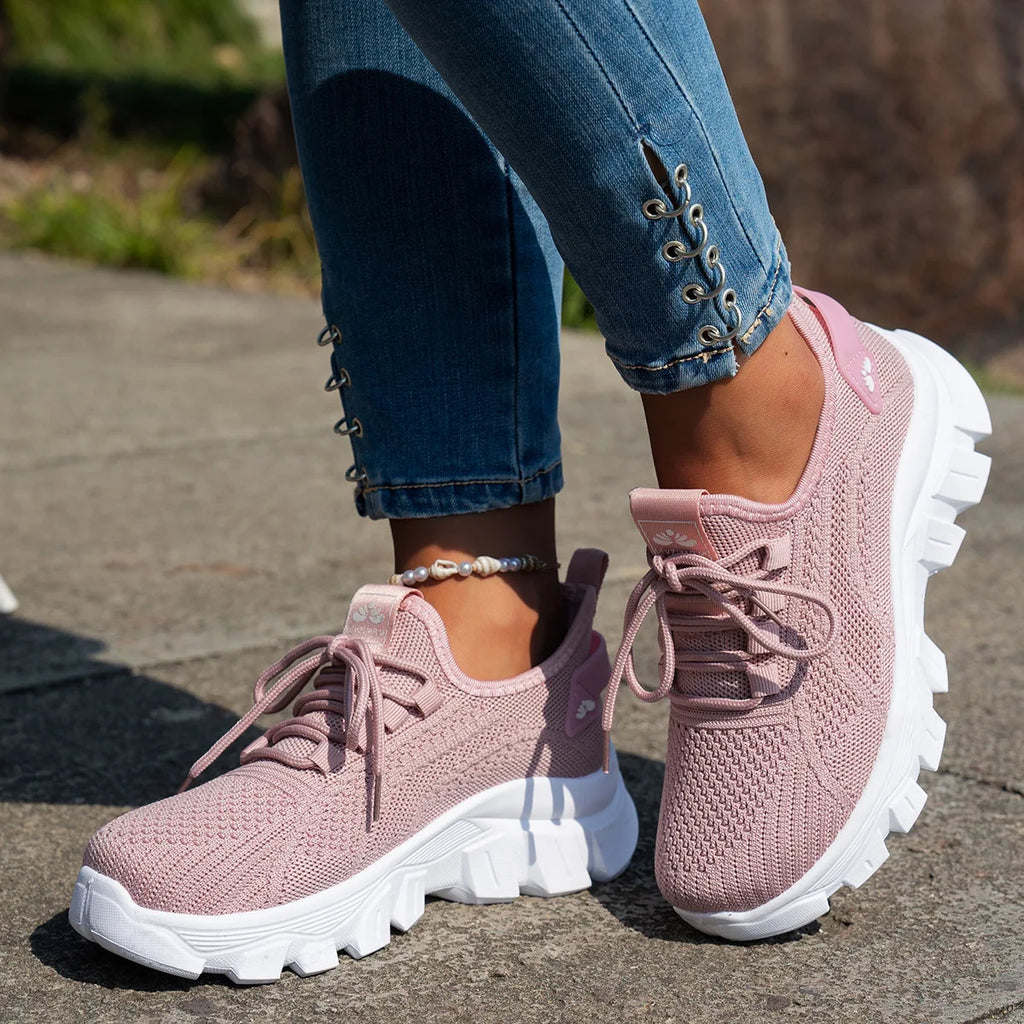 Zapatos de punto para mujer, zapatos ligeros y transpirables para mamá, talla grande, cómodos, antideslizantes, informales, suela plana, sin cordones, primavera 2025