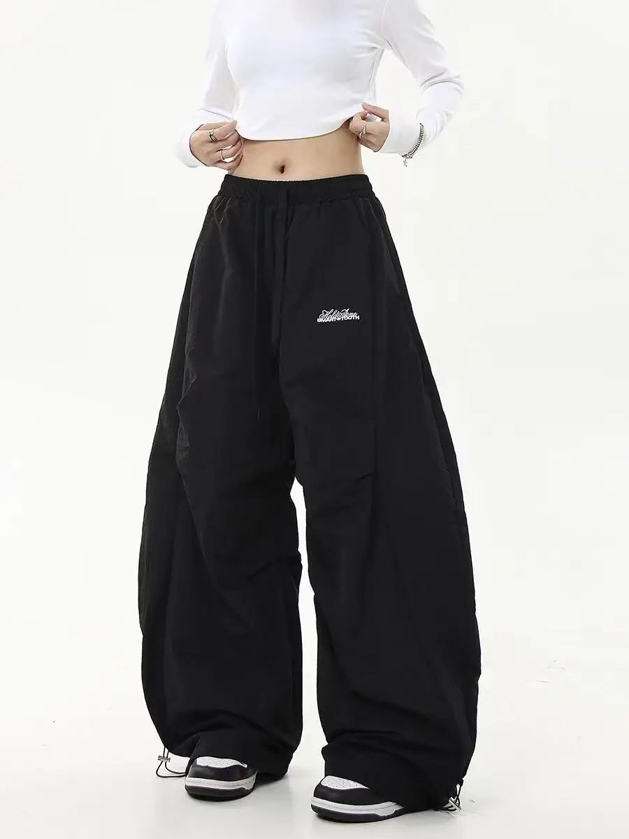 New In Women's Sweatpants Casual Matching Wide Leg Pant Chic Sportswear Loose Cargo Pants Drawstring Joggers Baggy Streetwear