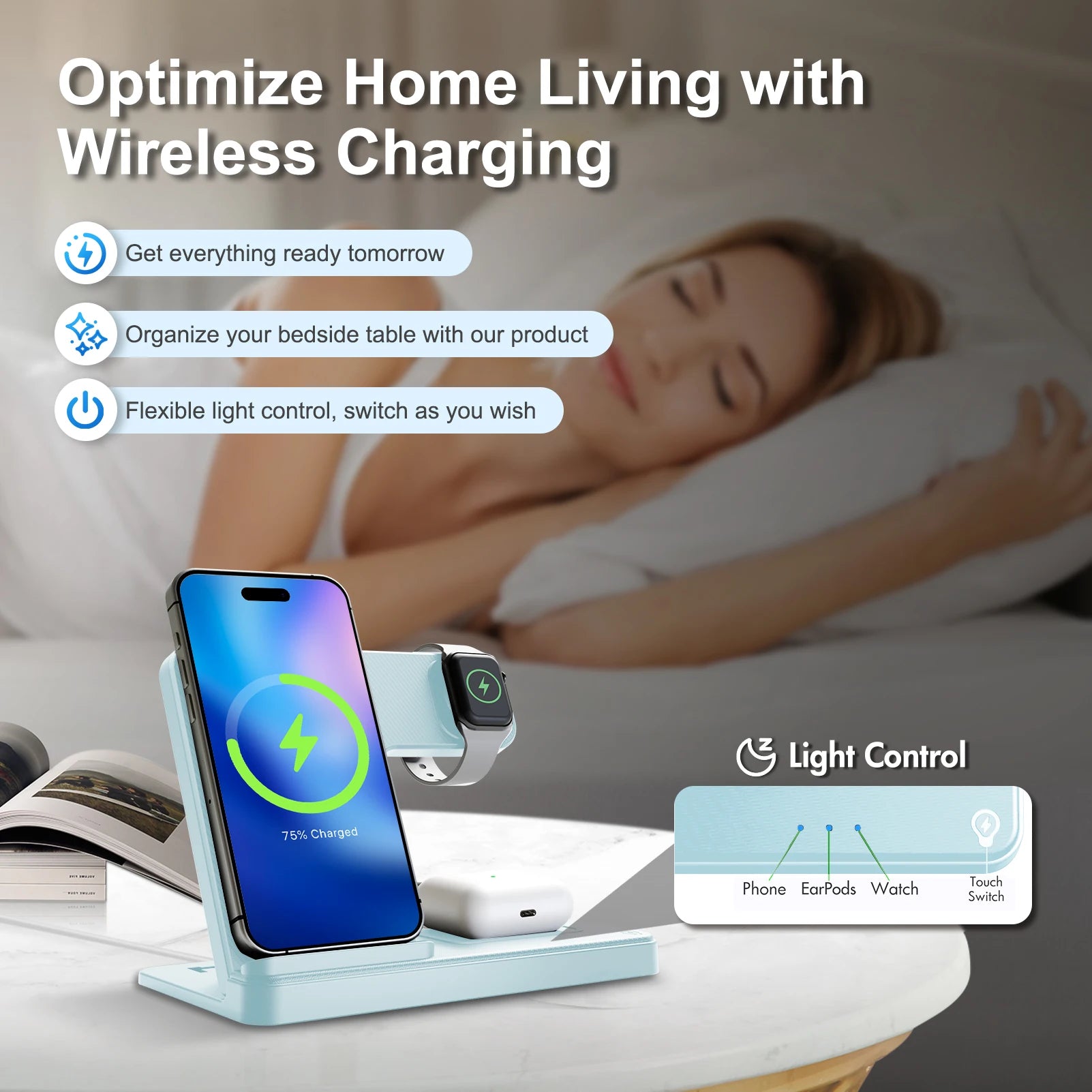 Soporte de cargador inalámbrico magnético 3 en 1, estación de carga rápida de 15W, múltiples dispositivos para iPhone 15 14 13 8 Apple Watch Airpods
