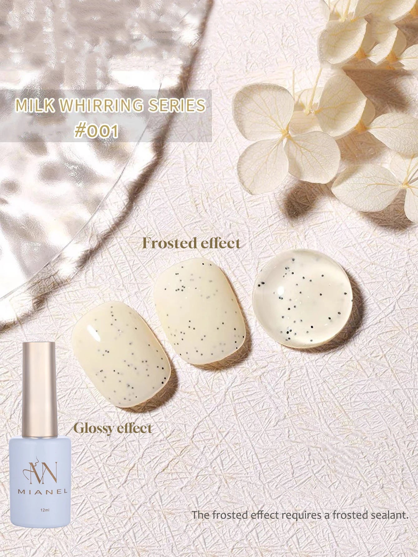Esmalte de Uñas en Gel MIANEL Colorful Rock Slice, Amarillo Lechoso-Blanco Brillante, Crema Blanca, Efecto Leche Huhu Dopamina, 12ml, 1-6 Unidades