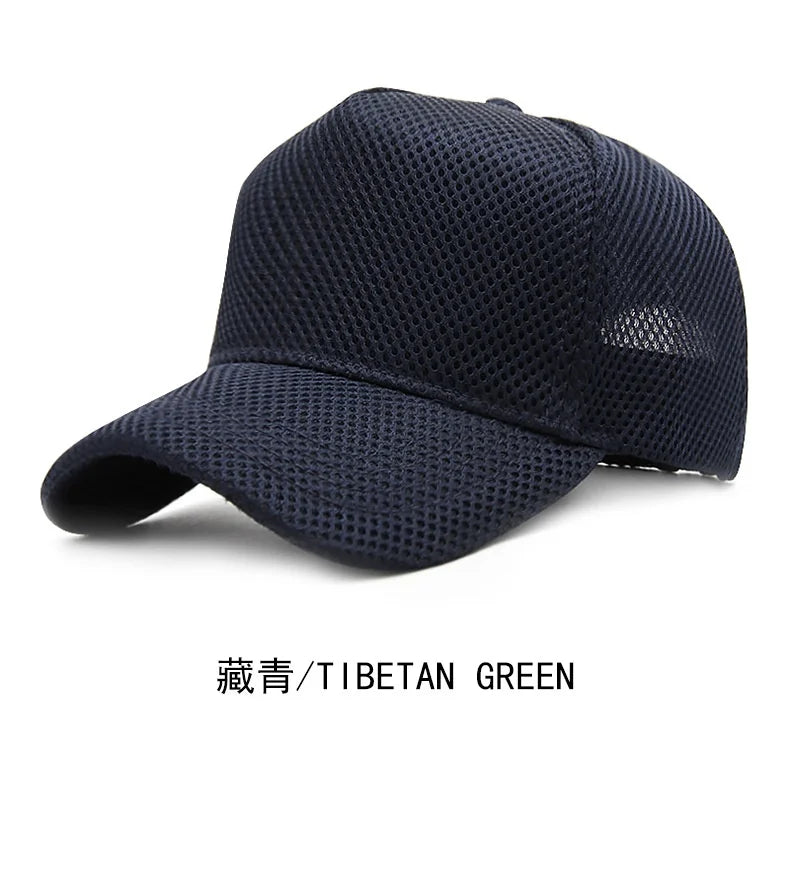 Gorra de béisbol de malla de verano de talla grande de cabeza grande para hombres y mujeres gorra transpirable de camionero ajustable para deportes al aire libre correr