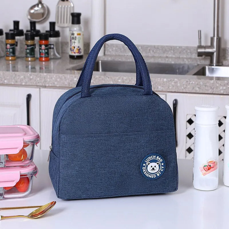 Bolsa de almuerzo aislada para mujeres y niños, bolsa térmica portátil, bolsa de hielo, contenedor de comida de lona, bolsas de Picnic de alimentos