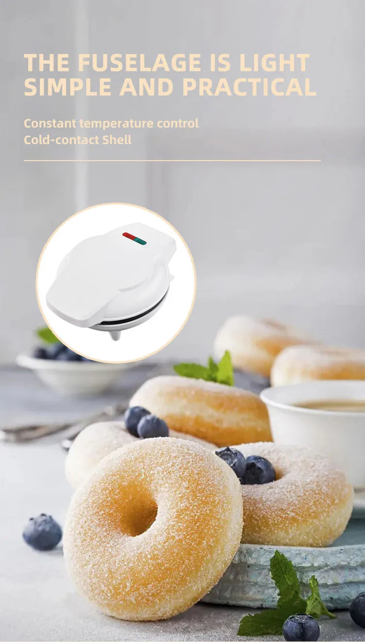 Mini máquina para hacer rosquillas, superficie antiadherente para niños, desayuno, aperitivos, postres, hace 7 donuts, electrodomésticos de Color blanco