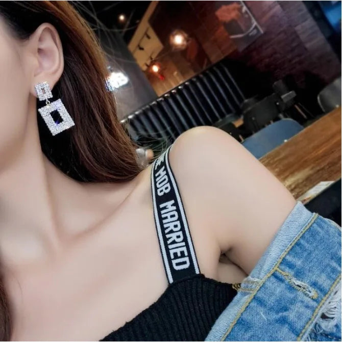 Pendientes cuadrados de cristal de moda coreana con aguja de plata 925 para mujer, joyería 2024, nuevos pendientes de circón de lujo para mujer, regalo