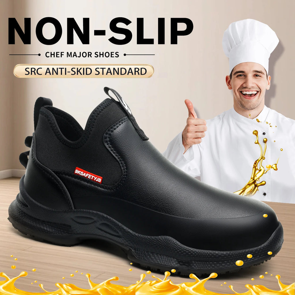 Zapatos de trabajo para Chef para hombre, calzado de cocina antideslizante resistente al aceite, zapatos de seguridad cómodos para restaurante, zapatos de cocina impermeables