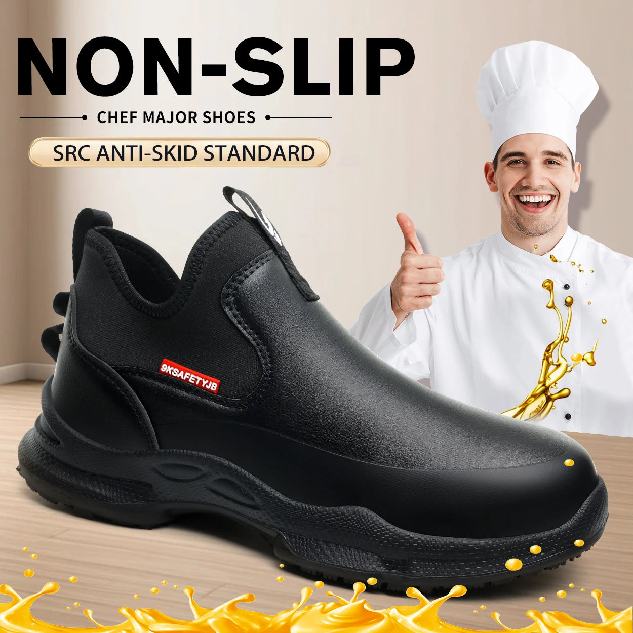 Zapatos de trabajo para Chef para hombre, calzado de cocina antideslizante resistente al aceite, zapatos de seguridad cómodos para restaurante, zapatos de cocina impermeables