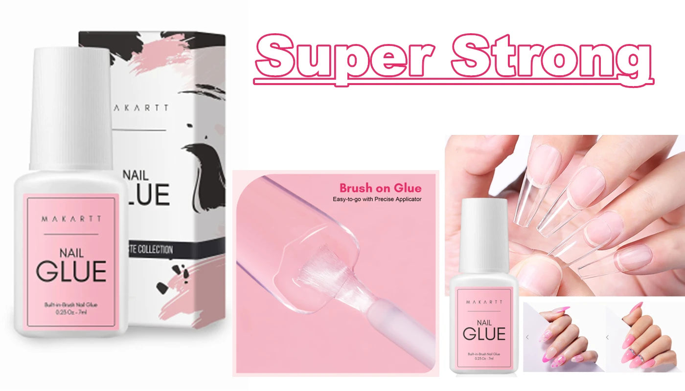 Pegamento para Uñas Makartt Super Fuerte para Uñas Acrílicas, Uñas Postizas, Adhesivo Profesional para Puntas de Uñas, Pegamento para Uñas Adhesivas