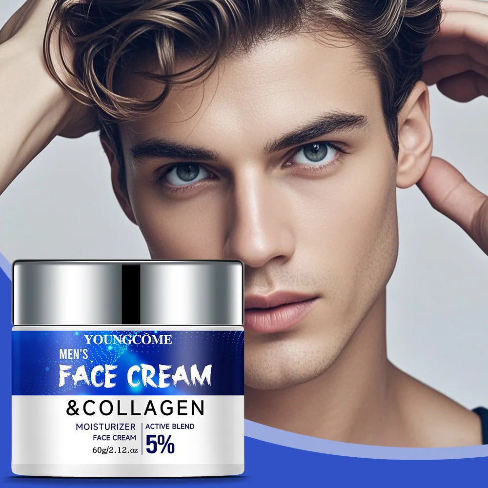 Crema facial de colágeno y Retinol para hombre, cuidado de la piel, hidratante, iluminador, antienvejecimiento, crema facial hidratante, eliminador de arrugas, colágeno