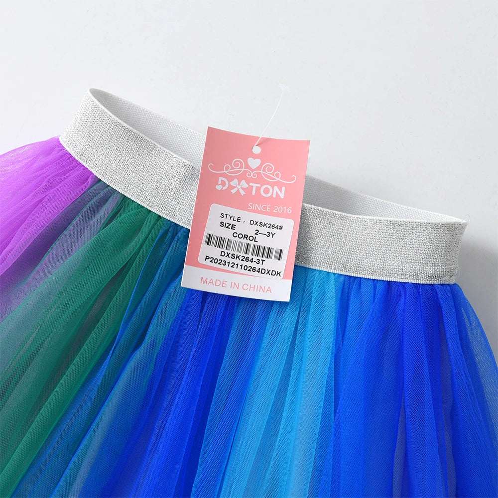 DXTON, falda tutú de baile para niñas, gasa colorida, empalme, Ropa de baile para niños, petiskirt de tul, minifalda para niños pequeños, ropa