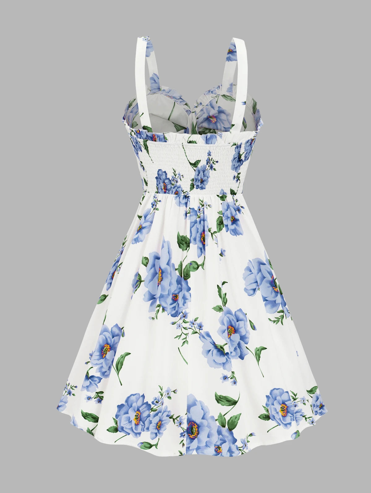 Dressfo 2025 Vestido veraniego con estampado floral para mujer, vestido de fiesta en el jardín, minivestido con lazo y volantes para verano