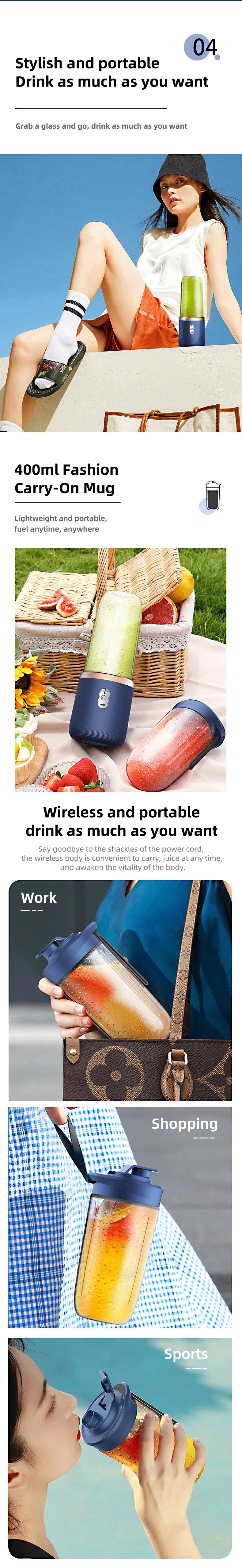 Vaso Mezclador Portátil USB, Mini Licuadora Personal de Mano para Viajes, Vasos Individuales o Dobles para Batidos de Frutas y Verduras, con Cepillo de Limpieza