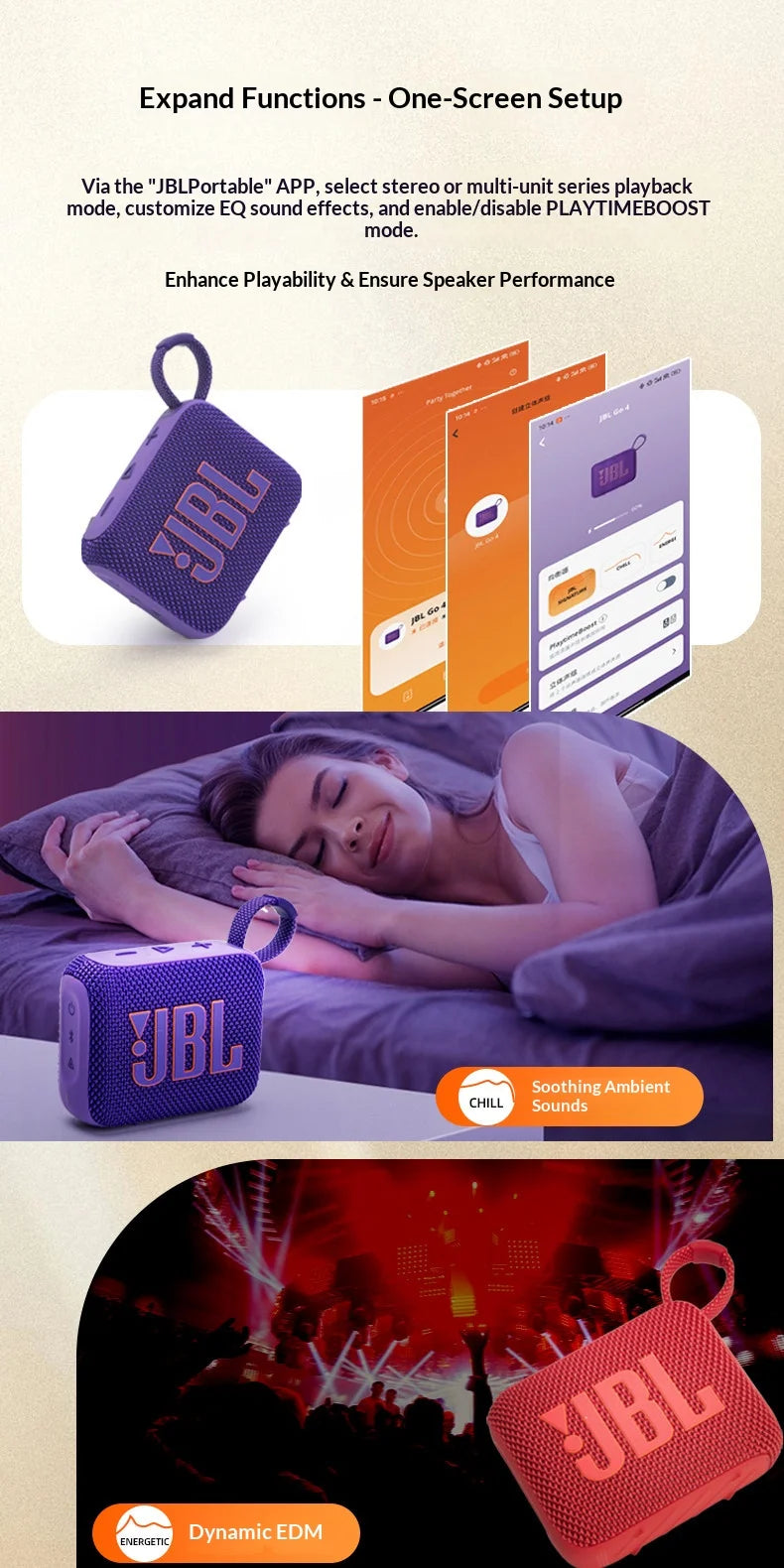Altavoces de escritorio JBL Go 4 de lujo y elegantes, apariencia exquisita, sistema de sonido de calidad para el hogar y la oficina, para el uso diario.