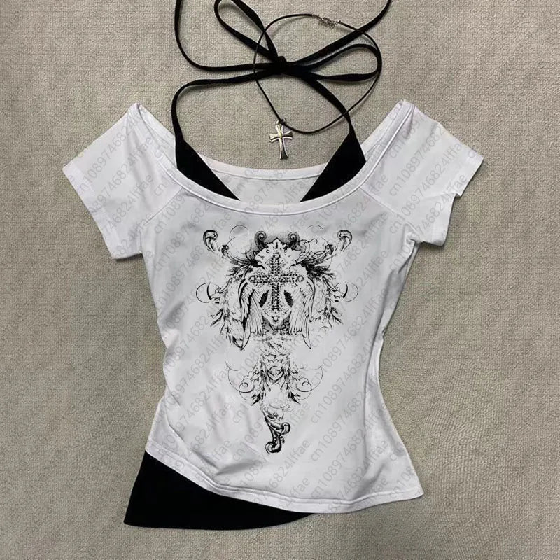 Camisetas básicas Vintage con estampado estético Y2k, ropa para mujer, Top gráfico Retro, camiseta informal de manga corta para mujer, estilo Millennium