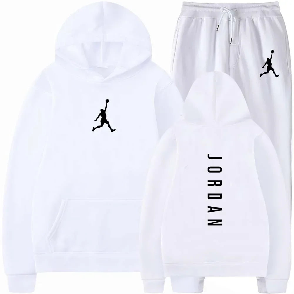 2025 primavera y otoño fitness al aire libre baloncesto conjunto de ropa deportiva casual moda hombres jersey con capucha + pantalones para correr conjunto de dos piezas