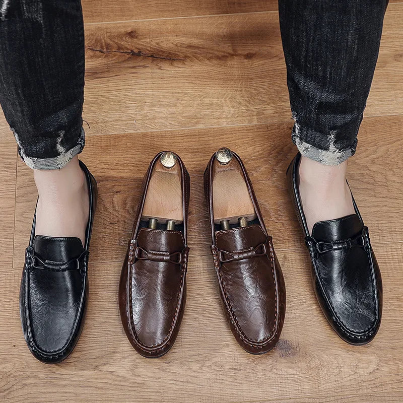 Mocasines de verano para hombre, zapatos de cuero de suela blanda para hombre, zapatos cómodos para conducir