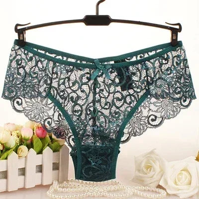 Bragas de encaje sexis de talla grande, lencería para mujer, bragas de encaje transparente transpanrent brillantes, talla grande brasileña femenina S M L XL de talla grande