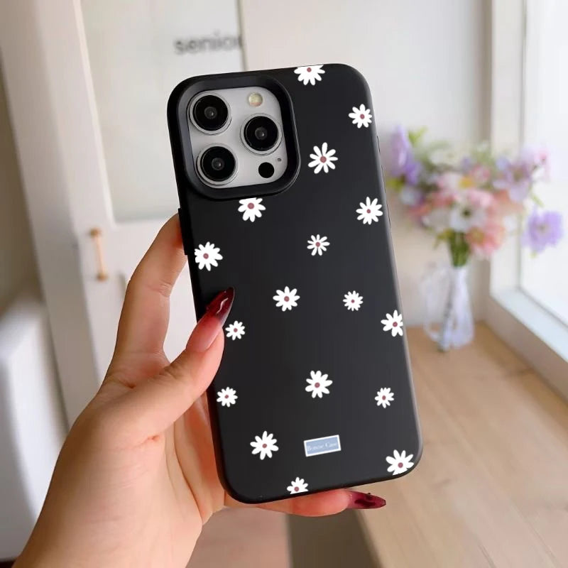 Funda de teléfono con flor pequeña y Margarita de estilo lindo para iPhone 11 12 13 14 15 16 17 Pro Max 16 Plus, funda de silicona suave con parachoques a prueba de golpes