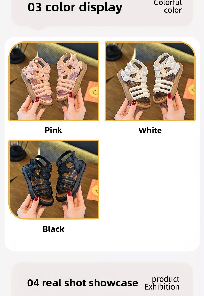 Sandalias de verano para niñas de 1 a 10 años, zapatos bonitos y versátiles de princesa a la moda para estudiantes, Sandalias planas, calzado informal