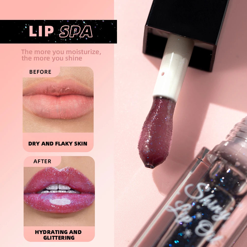 Brillo Labial QIBEST con Efecto Espejo, Hidratante, Cambia de Color, Bálsamo Labial Brillante, Voluminizador, Tinte Labial Diamante de Larga Duración