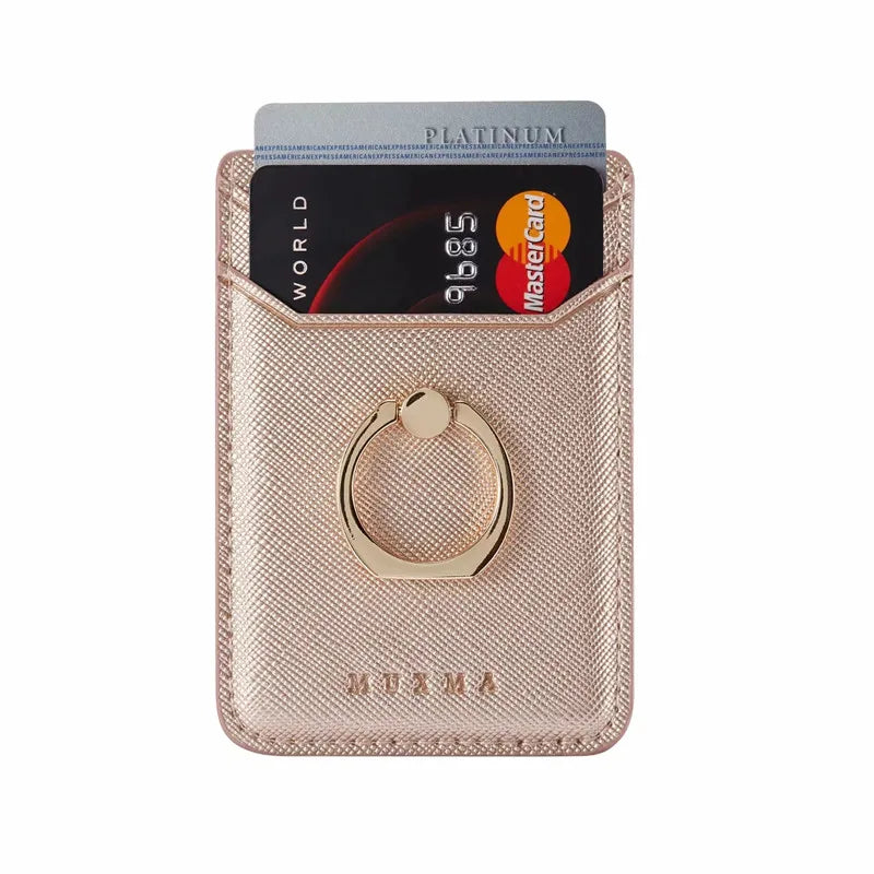 Tarjetero de cuero adhesivo 3M adhesivos tarjeta de identificación de crédito teléfono móvil bolsillo trasero funda tipo billetera pegatina soporte para teléfono Suporte Celular