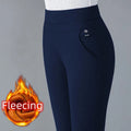 Pantalones de talla grande para mujer, ropa básica de lana para oficina, pantalones pitillo térmicos gruesos y finos, Otoño e Invierno 2024