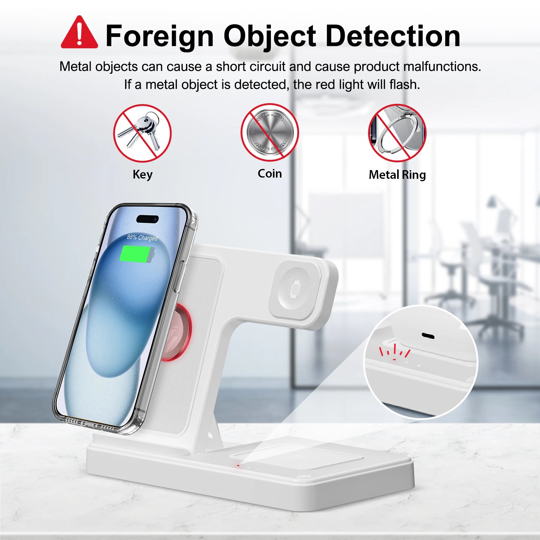 Soporte de cargador inalámbrico magnético 3 en 1, estación de carga rápida de 15W, múltiples dispositivos para iPhone 15 14 13 8 Apple Watch Airpods