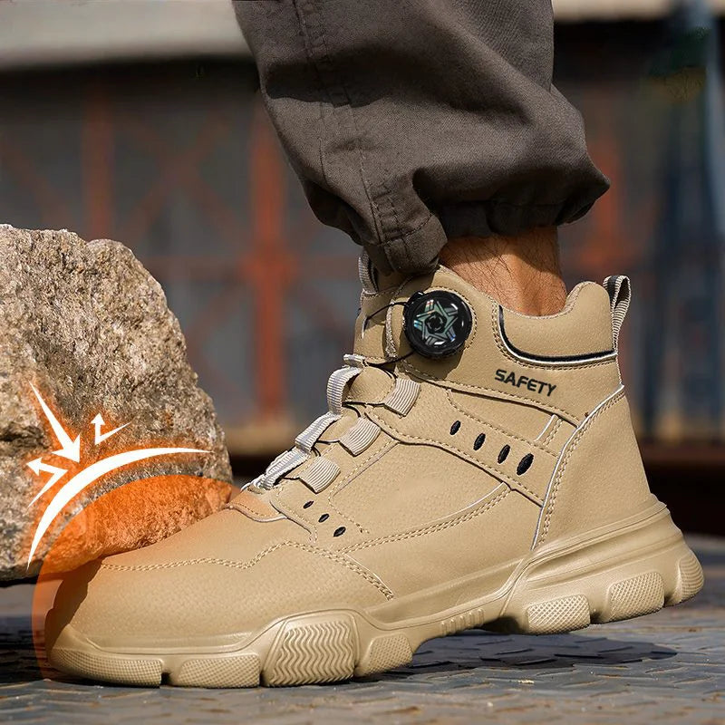 Botas de Trabajo de Seguridad con Punta de Acero para Hombre, Anti-aplastamiento, Resistentes a Pinchazos, con Entresuela de Kevlar, Impermeables, Ligeras, con Hebilla Giratoria