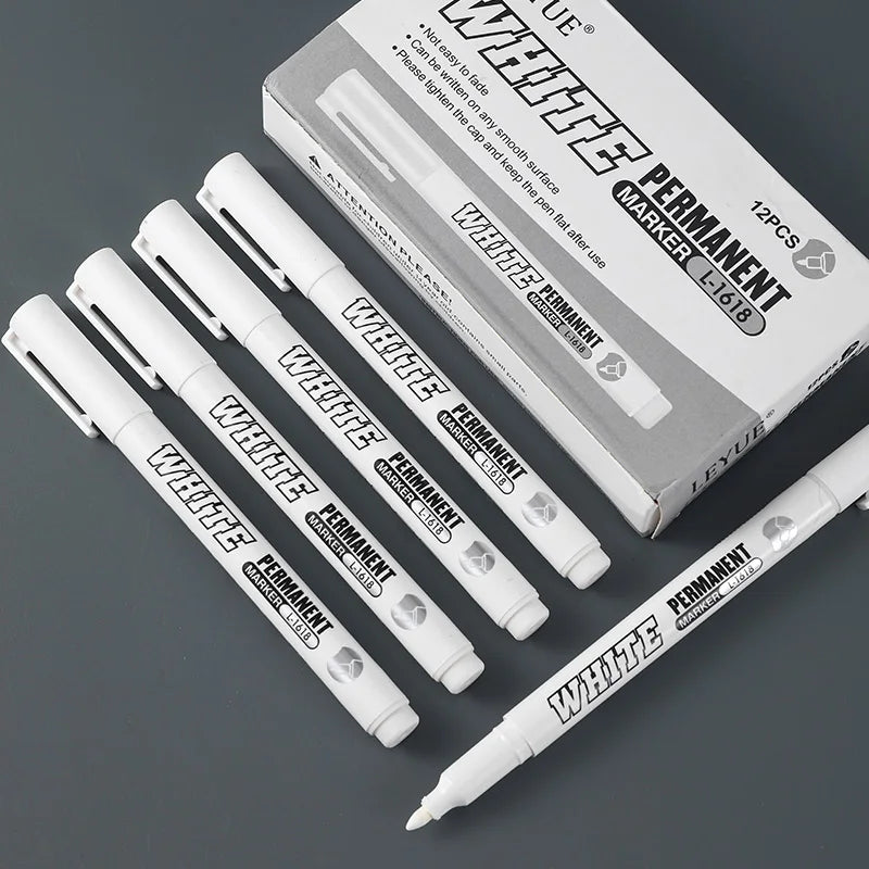 Nuevo 1/2/3 Uds marcador de Metal impermeable pluma de pintura blanca permanente arte de lavado pintura Graffiti bolígrafos tela madera cuero marcador 1MM