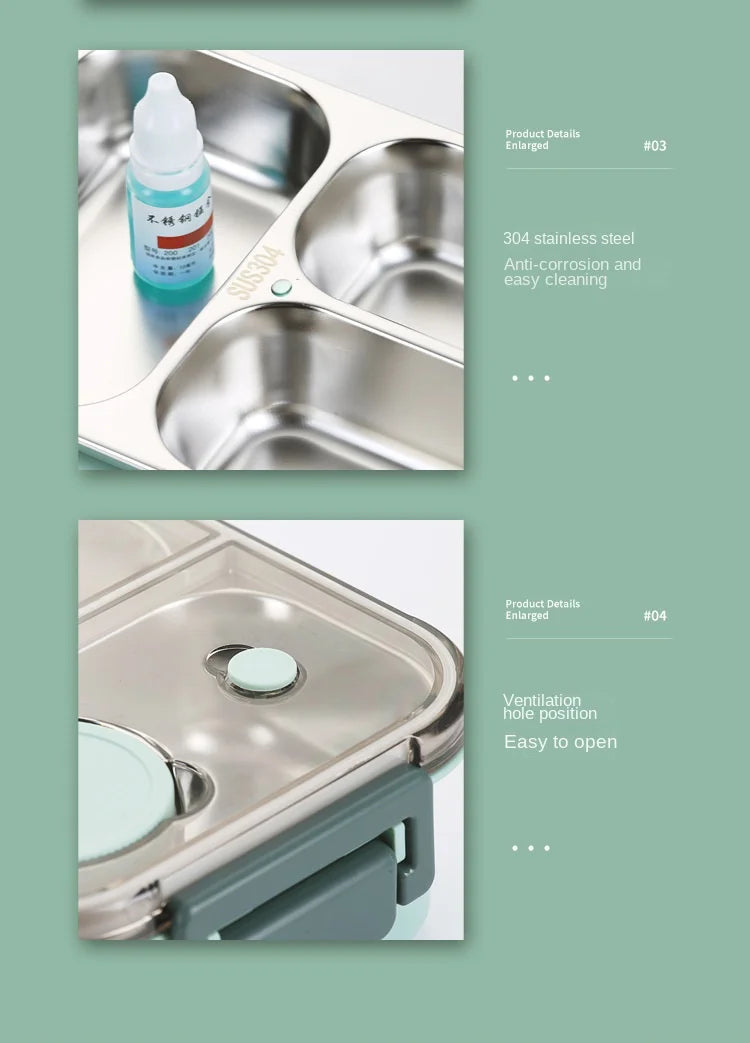 Fiambreras portátiles de 850ml para niños y adultos, caja Bento para sopa térmica, contenedor de almacenamiento de alimentos con calefacción aislada de acero inoxidable
