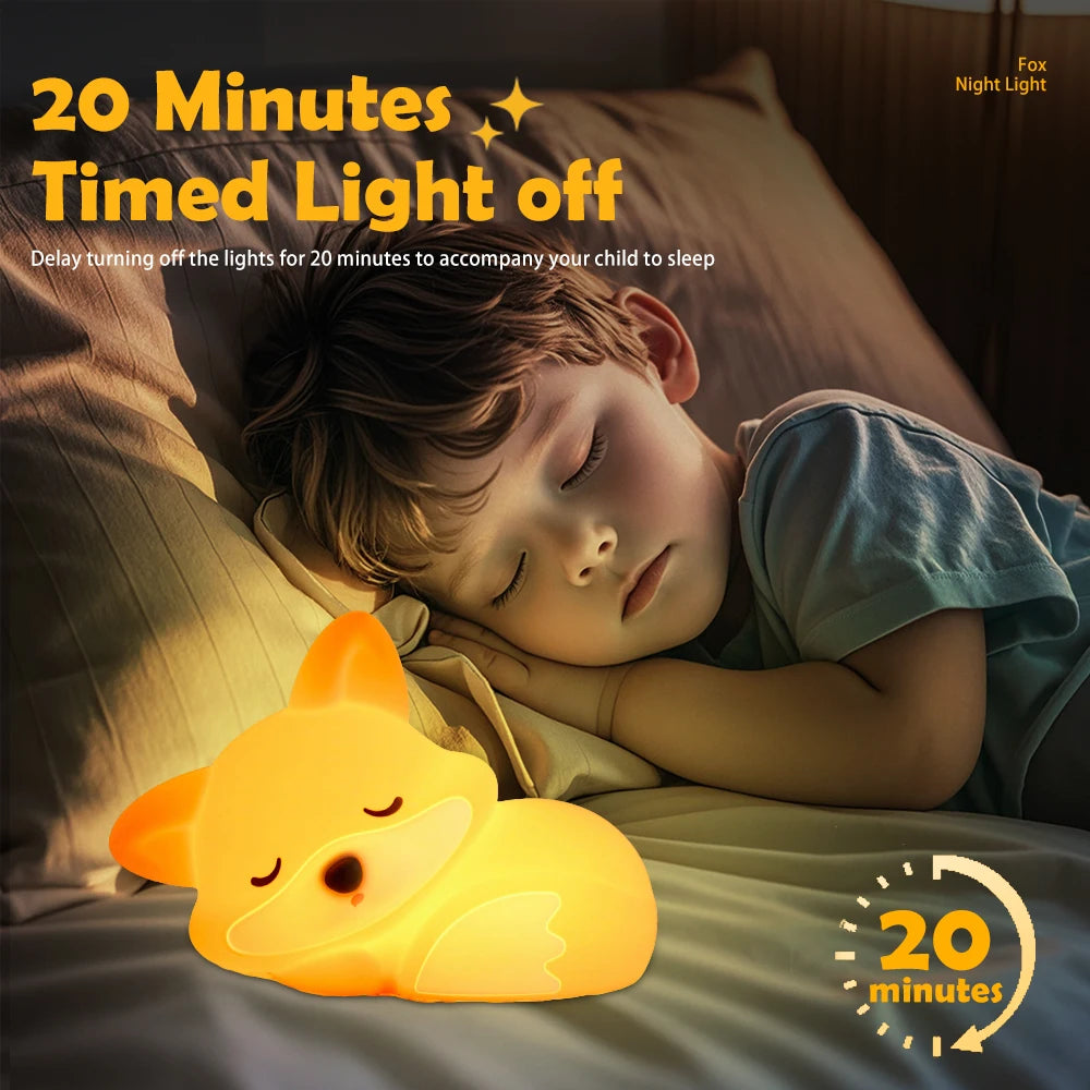 Bonita lámpara de noche blanda de silicona, luz nocturna regulable para guardería, lámpara de mesita de noche con temporizador recargable y Sensor táctil