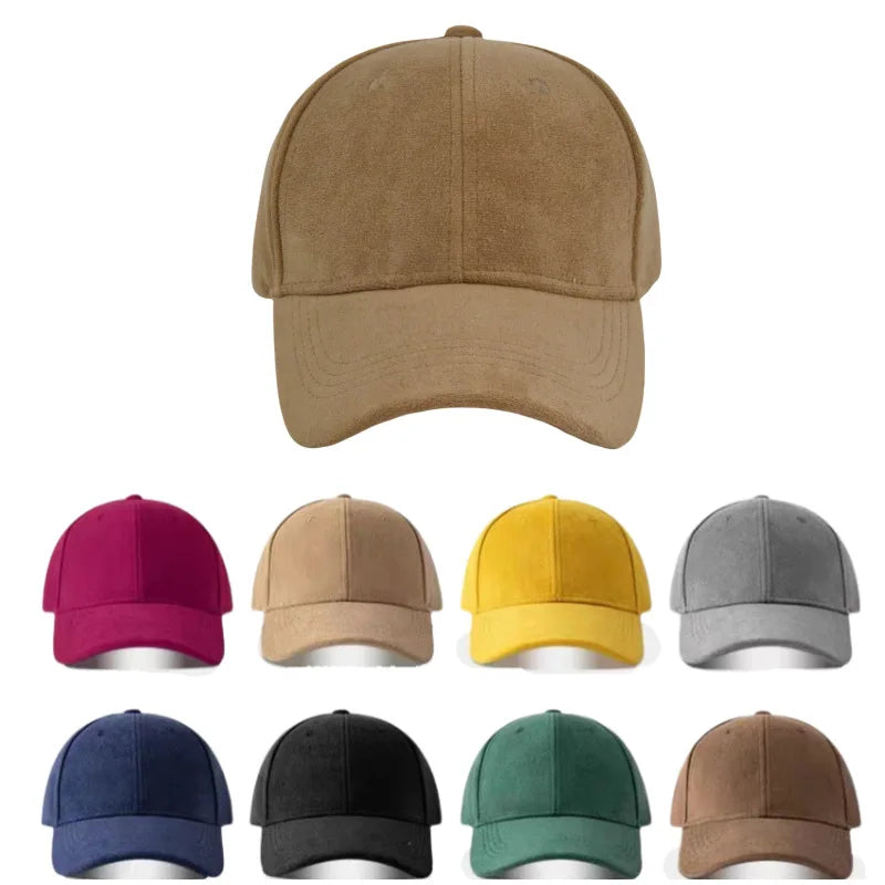 Gorras de béisbol de gamuza a la moda para hombre y mujer, gorra de hip hop retro sólida para otoño e invierno, gorra unisex ajustable con visera para el sol