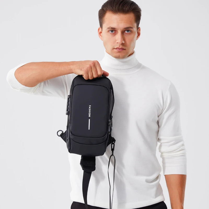 Bolso cruzado de cuero PU para hombre, bandolera clásica antirrobo, bolso de pecho multifuncional, nueva marca de diseñador