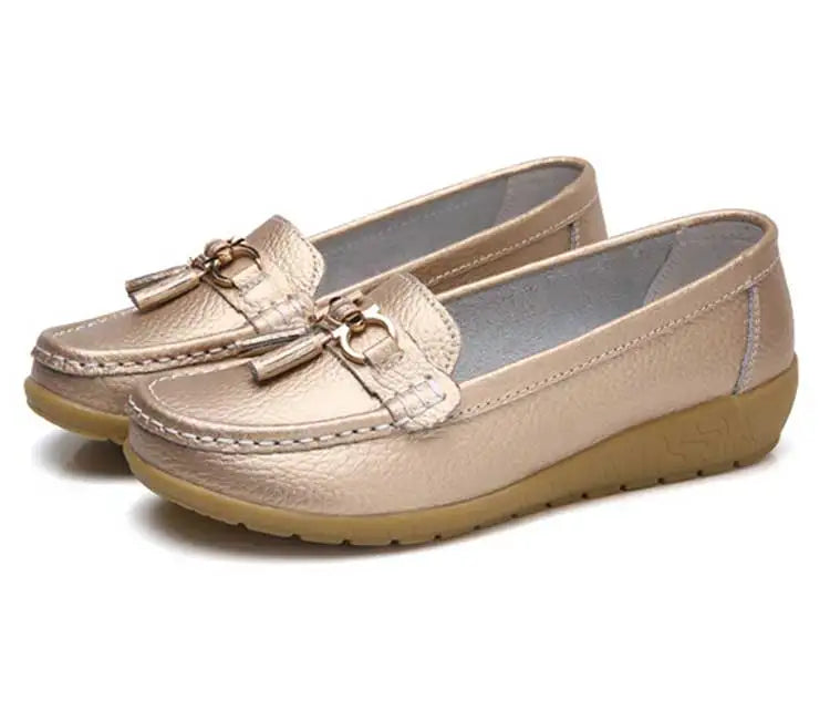 Zapatos de Mujer, mocasines de enfermera, Zapatos planos clásicos, Zapatos planos cómodos para Mujer, calzado informal de cuero blanco para Mujer