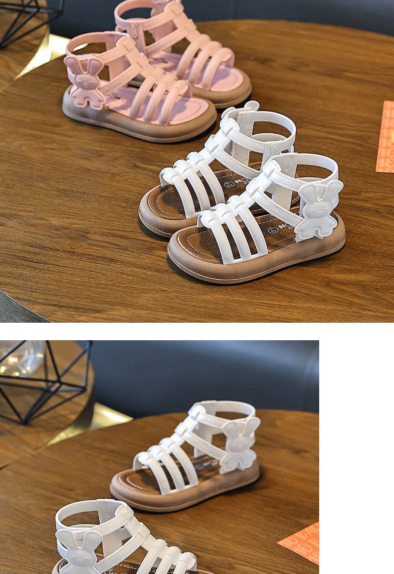 Sandalias de verano para niñas de 1 a 10 años, zapatos bonitos y versátiles de princesa a la moda para estudiantes, Sandalias planas, calzado informal