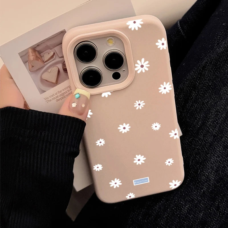 Funda de teléfono con flor pequeña y Margarita de estilo lindo para iPhone 11 12 13 14 15 16 17 Pro Max 16 Plus, funda de silicona suave con parachoques a prueba de golpes
