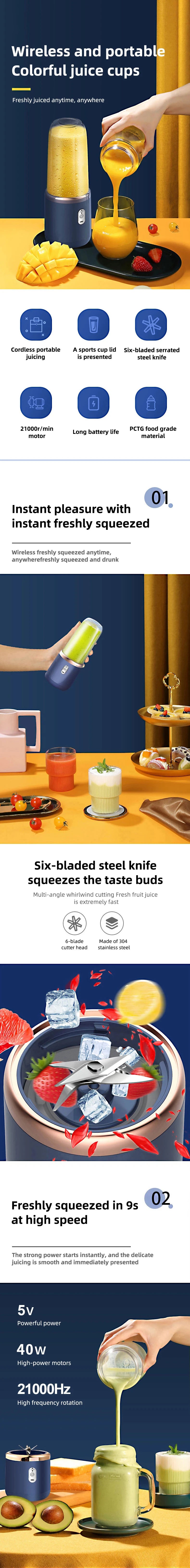 Vaso Mezclador Portátil USB, Mini Licuadora Personal de Mano para Viajes, Vasos Individuales o Dobles para Batidos de Frutas y Verduras, con Cepillo de Limpieza