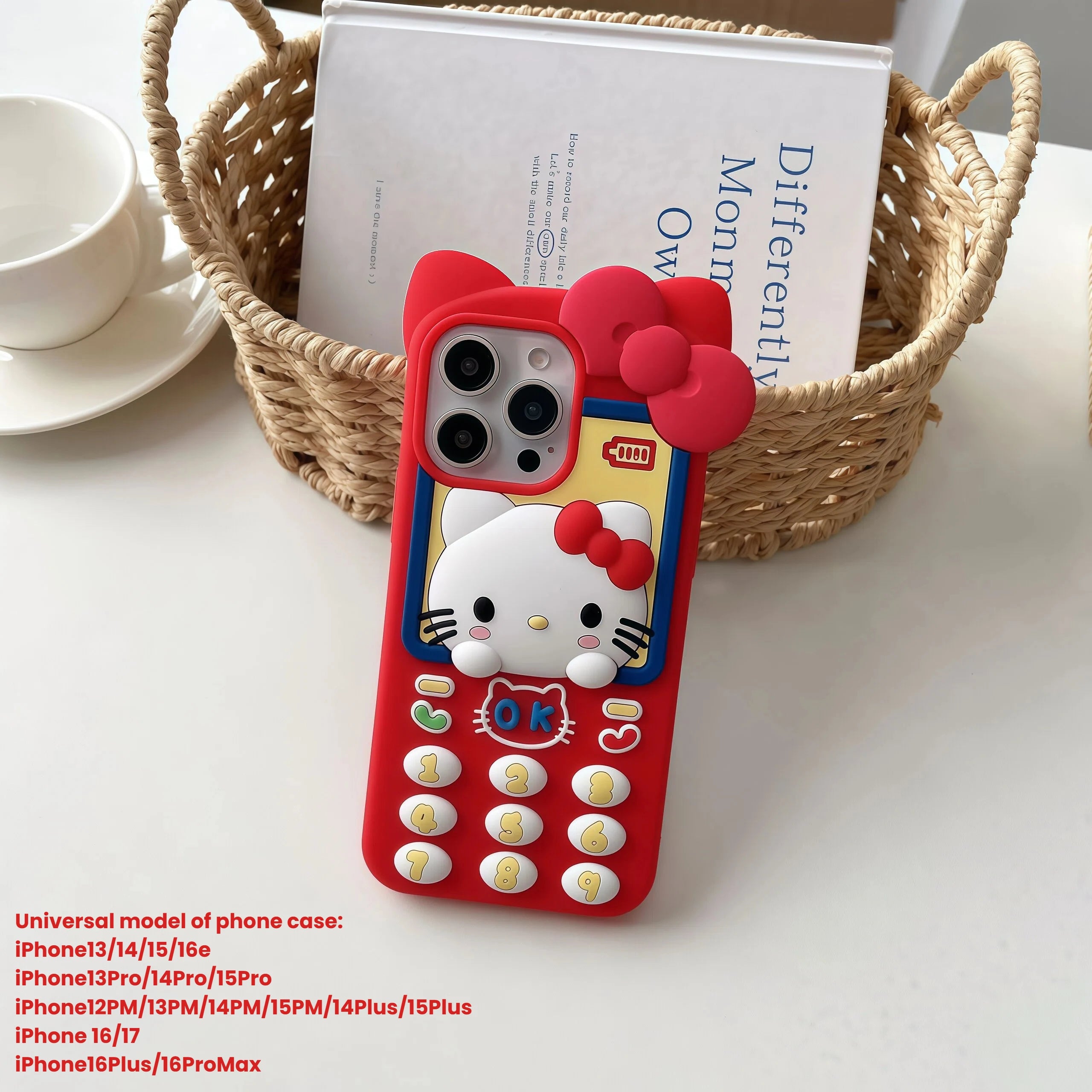 Lindo teléfono 3D Hello Kitty funda de teléfono para iPhone 17 16 15 14 13 Pro Max Plus 17 Pro cubierta de silicona suave de dibujos animados con cordón