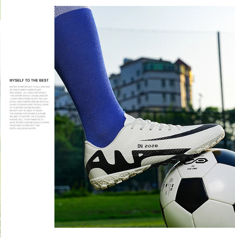 Botas de Fútbol Profesionales FG/TF para Hombre, Tacos Largos para Césped, Transpirables, Ligeras y Cómodas para Entrenamiento
