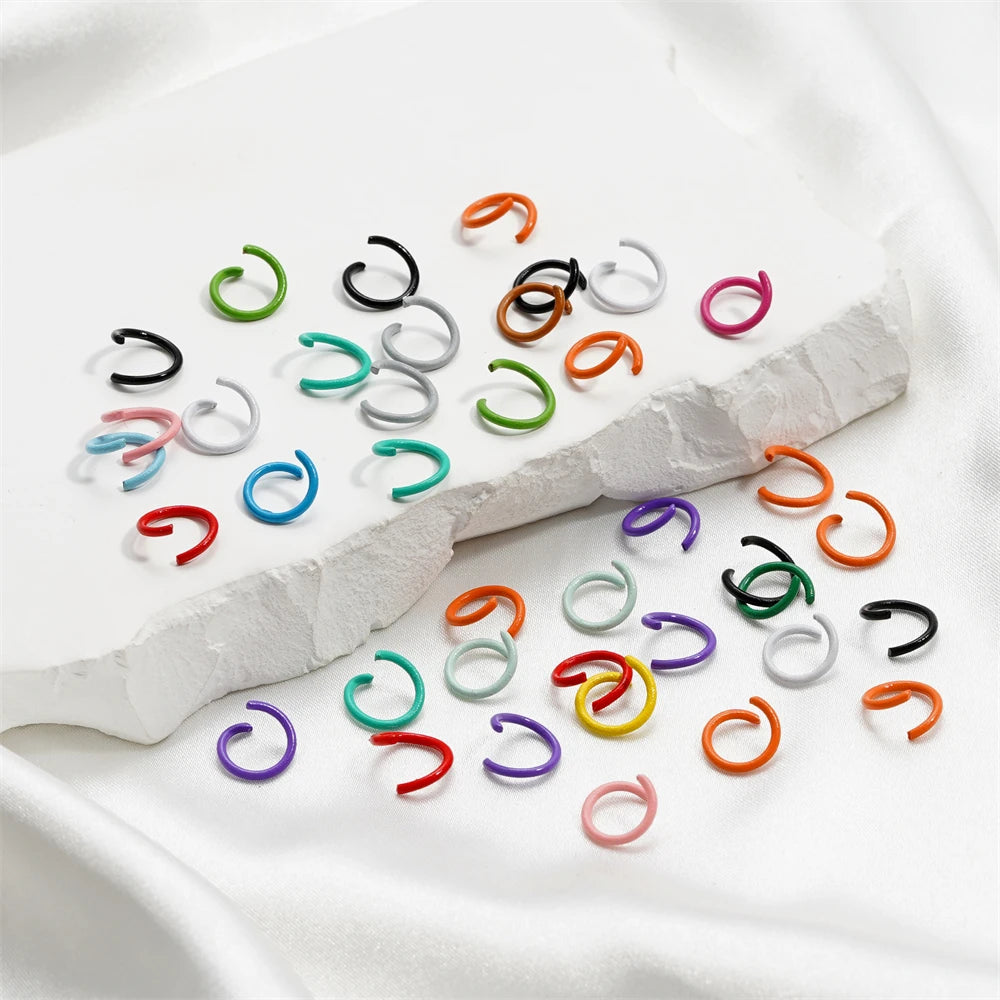 100 unids/lote 1,2x10mm anillos abiertos coloridos conector de anillo de salto dividido para hacer joyería Diy accesorios suministros