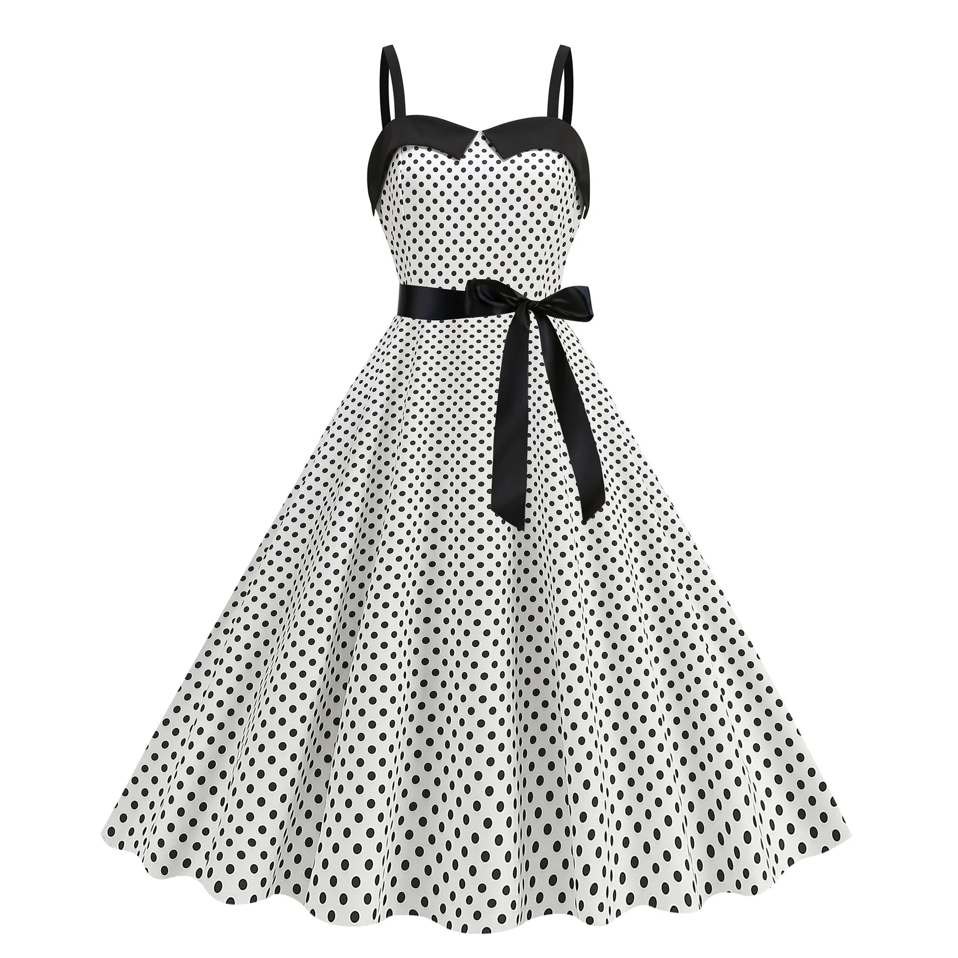 Elegante Vestido de Mujer con Estampado de Puntos, Estilo Hepburn de los Años 50 y 60, Vestido Vintage Sexy con Cuello Halter, Estilo Rockabilly Retro para Fiesta u Oficina, Vestido Pinup 2026