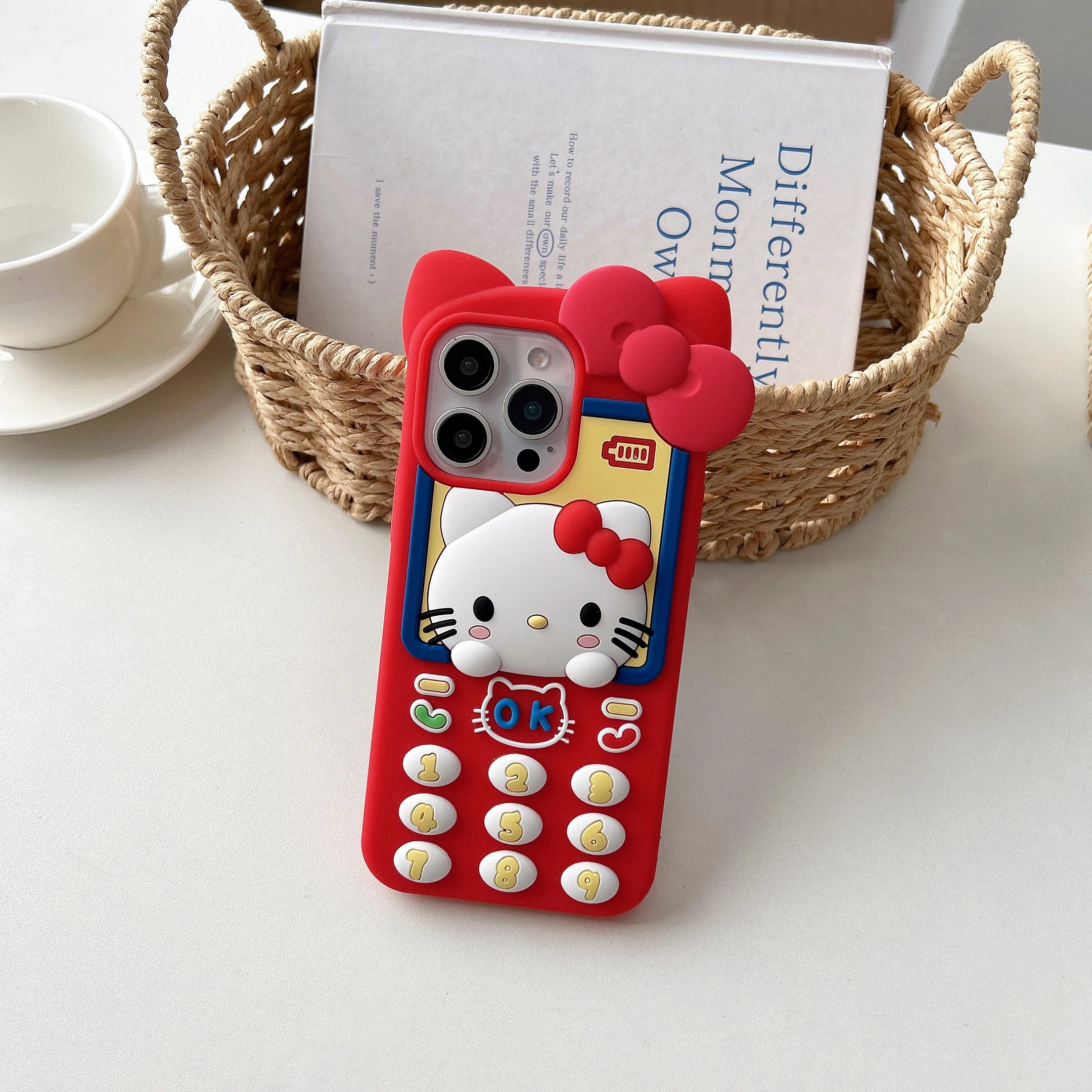 Lindo teléfono 3D Hello Kitty funda de teléfono para iPhone 17 16 15 14 13 Pro Max Plus 17 Pro cubierta de silicona suave de dibujos animados con cordón