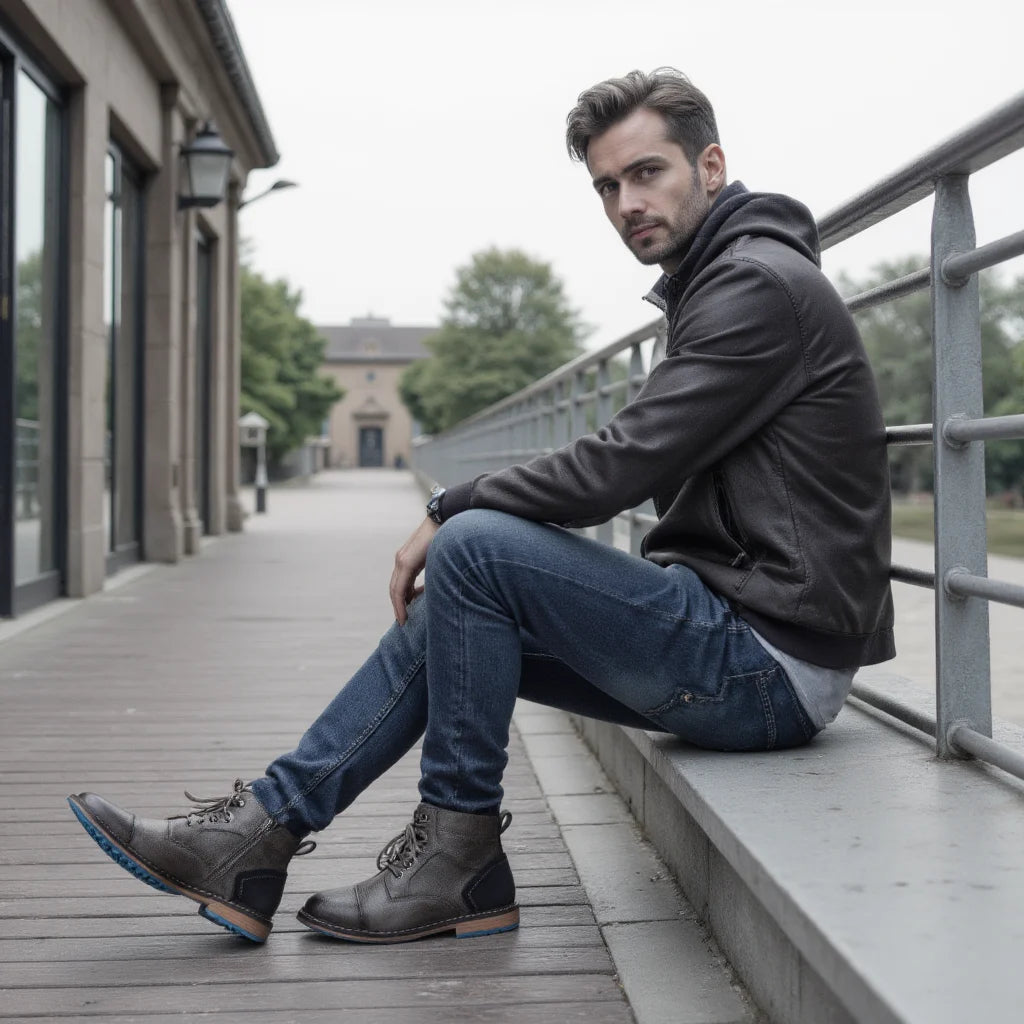 Talla 7-13 Botines para hombre Botas de cuero para hombre Bota de marca para hombre # AL605