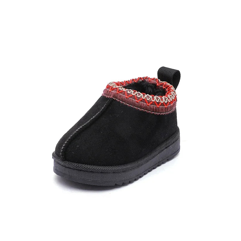 2025 nueva moda botines para niños suave invierno casual niñas zapatos de algodón Color sólido niños escuela botas de felpa zapatos cálidos