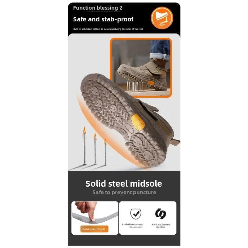 Nuevos zapatos de seguridad antigolpes y antipinchazos para hombres y mujeres, botas protectoras, zapatos de gamuza resistentes al desgaste, antiescaldaduras