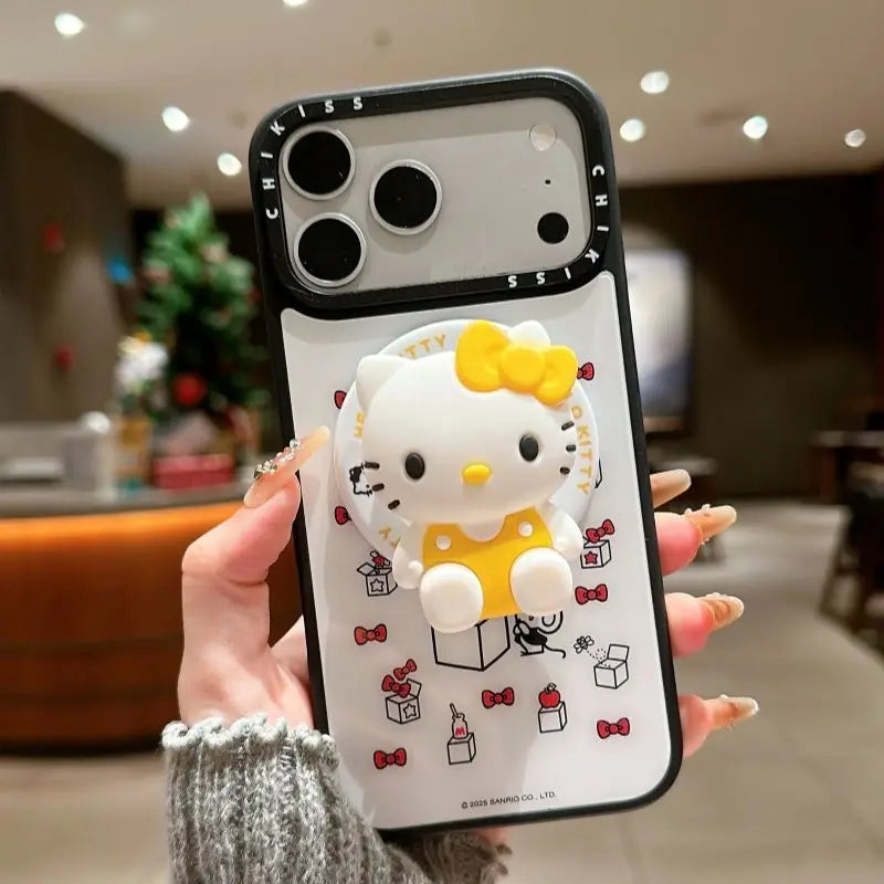 Funda de Teléfono con Diseño de Hello Kitty de Sanrio Coreano, para iPhone 17 Pro Max 16 15 14 Plus, con Soporte Magnético, Antigolpes, Estilo INS